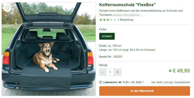Reisen mit Hund: Kofferraumschutz bei alsa-hundewelt
