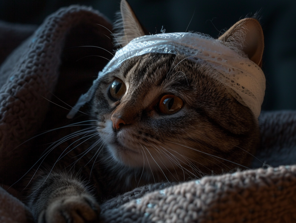 katze mit bandage